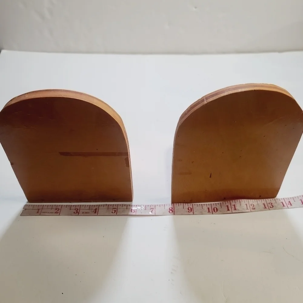 Vintage Hand Painted Eagle Americana Wood Bookends